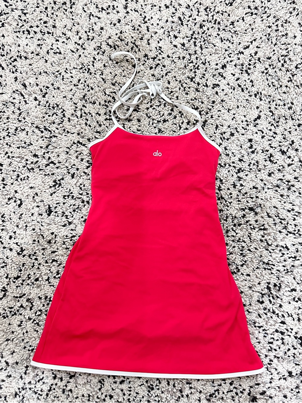Alo Hot Pink Halter Tennis Dress with White Trim